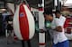 GENERAL SANTOS, PHILIPPINES - SEPTEMBER 27: Manny Pacquiao uses punch bag during a training session at Golingan Gymnasium on September 27, 2012 in General Santos, Philippines. Pacquiao will take on Mexican Juan Manual Marquez on December 8, 2012 in Las Veg2as. (Photo by Jeoffrey Maitem/Getty Images)