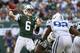 EAST RUTHERFORD, NJ - OCTOBER 14: Mark Sanchez #6 of the New York Jets passes against the Indianapolis Colts at MetLife Stadium on October 14, 2012 in East Rutherford, New Jersey. (Photo by Nick Laham/Getty Images)