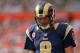 MIAMI GARDENS, FL - OCTOBER 14: Sam Bradford #8 of the St. Louis Rams looks on during a game against the Miami Dolphins at Sun Life Stadium on October 14, 2012 in Miami Gardens, Florida. (Photo by Mike Ehrmann/Getty Images)