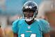 Aug 10, 2012; Jacksonville, Florida, USA; Jacksonville Jaguars wide receiver Justin Blackmon (14) before the start of the preseason game against the New York Giants at EverBank Field. Mandatory Credit: Melina Vastola-US PRESSWIRE