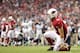 GLENDALE, AZ - SEPTEMBER 09: Quarterback John Skelton #19 of the Arizona Cardinals reacts after throwing an interception during the season opener against the Seattle Seahawks at the University of Phoenix Stadium on September 9, 2012 in Glendale, Arizona. The Carindals defeated the Seahawks 20-16. (Photo by Christian Petersen/Getty Images)