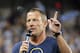 KANSAS CITY, KS - JUNE 09: Lance Armstrong speaks to the crowd prior to the innaugural game between the Chicago Fire and Sporting Kansas City at LiveStrong Sporting Park on June 9, 2011 in Kansas City, Kansas. (Photo by Jamie Squire/Getty Images)