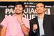 BEVERLY HILLS, CA - SEPTEMBER 17: (L-R) Manny Pacquiao and Juan Manuel Marquez stand onstage to face the media cameras during the Manny Pacquiao v Juan Manuel Marquez - Press Conference at Beverly Hills Hotel on September 17, 2012 in Beverly Hills, California. (Photo by Victor Decolongon/Getty Images)