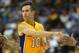ONTARIO, CA - OCTOBER 10: Steve Nash #10 of the Los Angeles Lakers throws a pass against the Portland Trail Blazers at Citizens Business Bank Arena on October 10, 2012 in Ontario, California. Portland won 93-75. NOTE TO USER: User expressly acknowledges and agrees that, by downloading and or using this photograph, User is consenting to the terms and conditions of the Getty Images License Agreement. (Photo by Stephen Dunn/Getty Images)