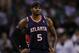 May 10, 2012; Boston, MA, USA; Atlanta Hawks forward Josh Smith (5) reacts during the fourth quarter of game six against the Boston Celtics in the Eastern Conference quarterfinals of the 2012 NBA Playoffs at TD Garden. Boston Celtics won 83-80. Mandatory Credit: Greg M. Cooper-US PRESSWIRE