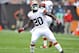 Oct 14, 2012; Cleveland, OH, USA; Cleveland Browns running back Montario Hardesty (20) celebrates a run in the second half against the Cincinnati Bengals at Cleveland Browns Stadium. Mandatory Credit: David Richard-US PRESSWIRE