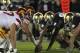 SOUTH BEND, IN - OCTOBER 22: Members of the Notre Dame Fighting Irish defense line up against the offense of the University of Southern California Trojans at Notre Dame Stadium on October 22, 2011 in South Bend, Indiana. USC defeated Notre Dame 31-17. (Photo by Jonathan Daniel/Getty Images)