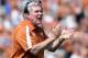 PASADENA, CA - SEPTEMBER 17: Head Coach Mack Brown of the Texas Longhorns celebrates a touchdown against the UCLA Bruins during the second quarter at Rose Bowl on September 17, 2011 in Pasadena, California. (Photo by Harry How/Getty Images)