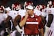 LAWRENCE, KS - OCTOBER 15: Head coach Bob Stoops of the Oklahoma Sooners watches from the sidelines during the game against the Kansas Jayhawks on October 15, 2011 at Memorial Stadium in Lawrence, Kansas. (Photo by Jamie Squire/Getty Images)