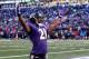 BALTIMORE, MD - JANUARY 15: Lardarius Webb #21 of the Baltimore Ravens celebrates after a pass was interecepted by teammate Ed Reed #20 (not picuterd) during the fourth quarter of the AFC Divisional playoff game against the Houston Texans at M&T Bank Stadium on January 15, 2012 in Baltimore, Maryland. The Baltimore Ravens won 20-13 in regulation. (Photo by Rob Carr/Getty Images)