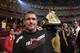 LONDON - JULY 13: Matt Hughes of the USA and current Welterweight Champion celebrates his win over Carlos Newton of Canada during the Ultimate Fighting Championship, 'Brawl in the Royal Albert Hall', in the Royal Albert Hall London, England on July 13, 2002. (Photo by John Gichigi/Getty Images)