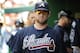 WASHINGTON, DC - JUNE 03: Brian McCann #16 of the Atlanta Braves stands in the dugout as his team plays against the Washington Nationals in their game at Nationals Park on June 3, 2012 in Washington, DC. (Photo by Jonathan Ernst/Getty Images)
