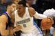 DENVER, CO - OCTOBER 15: Andre Iguodala #9 of the Denver Nuggets controls the ball against Klay Thompson #11 of the Golden State Warriors during preseason action at the Pepsi Center on October 15, 2012 in Denver, Colorado. The Nuggets defeated the Warriors 104-98. NOTE TO USER: User expressly acknowledges and agrees that, by downloading and or using this photograph, User is consenting to the terms and conditions of the Getty Images License Agreement. (Photo by Doug Pensinger/Getty Images)