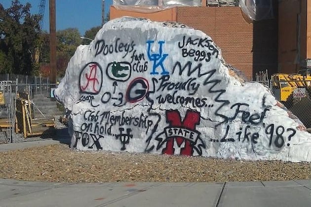 PHOTO: 'The Rock' at Tennessee Painted with Anti-Derek Dooley Message