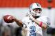 MIAMI GARDENS, FL - OCTOBER 13: Bryn Renner #2 of the North Carolina Tar Heels throws the ball prior to the game against the Miami Hurricanes on October 13, 2012 at Sun Life Stadium in Miami Gardens, Florida. (Photo by Joel Auerbach/Getty Images)