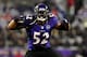 September 27, 2012;Baltimore, MD, USA; Baltimore Ravens linebacker Ray Lewis (52) pumps up the crowd during the game against the Cleveland Browns at M&T Bank Stadium. Mandatory Credit: Evan Habeeb-US PRESSWIRE