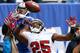 EAST RUTHERFORD, NJ - SEPTEMBER 16: Aqib Talib #25 of the Tampa Bay Buccaneers breaks up a pass intended for Hakeem Nicks #88 of the New York Giants in the first half on September 16, 2012 at MetLife Stadium in East Rutherford, New Jersey. (Photo by Elsa/Getty Images)