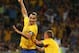 KIEV, UKRAINE - JUNE 19: Sebastian Larsson (R) of Sweden celebrates his goal with Zlatan Ibrahimovic during the UEFA EURO 2012 group D match between Sweden and France at The Olympic Stadium on June 19, 2012 in Kiev, Ukraine. (Photo by Julian Finney/Getty Images)
