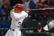ARLINGTON, TX - SEPTEMBER 14: Josh Hamilton #32 of the Texas Rangers hits a solo homerun against the Seattle Mariners at Rangers Ballpark in Arlington on September 14, 2012 in Arlington, Texas. (Photo by Ronald Martinez/Getty Images)