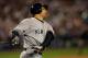 DETROIT, MI - OCTOBER 16: Raul Ibanez #27 of the New York Yankees strikes out for the final out of the game during game three of the American League Championship Series at Comerica Park on October 16, 2012 in Detroit, Michigan. (Photo by Jonathan Daniel/Getty Images)
