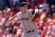 CINCINNATI, OH - OCTOBER 11: Matt Cain #18 of the San Francisco Giants pitches against the Cincinnati Reds in Game Five of the National League Division Series at Great American Ball Park on October 11, 2012 in Cincinnati, Ohio. (Photo by Andy Lyons/Getty Images)