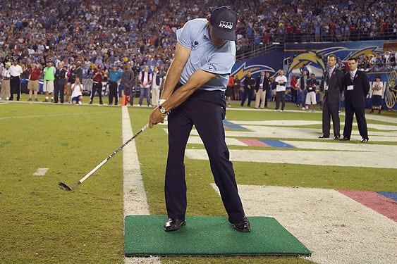 Phil Goes Long in Stadium Shot, but Raises $50,000