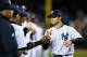NEW YORK, NY - OCTOBER 13: Nick Swisher #33 of the New York Yankees greets teammates during introductions against the Detroit Tigers during Game One of the American League Championship Series at Yankee Stadium on October 13, 2012 in the Bronx borough of New York City, New York. (Photo by Al Bello/Getty Images)