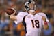 SAN DIEGO, CA - OCTOBER 15: Quarterback Peyton Manning #18 of the Denver Broncos drops back to pass against the San Diego Chargers at Qualcomm Stadium on October 15, 2012 in San Diego, California. (Photo by Jeff Gross/Getty Images)