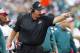 PHILADELPHIA, PA - OCTOBER 14: Head coach Andy Reid of the Philadelphia Eagles signals to his team during the second half against the Detroit Lions in a game at Lincoln Financial Field on October 14, 2012 in Philadelphia, Pennsylvania. The Lions defeated the Eagles 26-23 in overtime. (Photo by Rich Schultz /Getty Images)