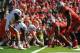 Oct 13, 2012; Piscataway, NJ, USA; A look down the line of scrimmage during the game between the Rutgers Scarlett Knights and the Syracuse Orange during the first half at Highpoint Solutions Stadium. Mandatory Credit: Joe Camporeale-US PRESSWIRE