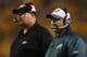PITTSBURGH - AUGUST 26: Assistant Head Coach and Offensive Coordinator Marty Mornhinweg of the Philadelphia Eagles looks on against the Pittsburgh Steelers during the NFL preseason game on August 26, 2007 at Heinz Field in Pittsburgh, Pennsylvania. The Steelers defeated the Eagles 27 - 13. (Photo By Gregory Shamus/Getty Images)