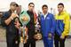 NEW YORK, NY - OCTOBER 15: (L-R) Boxers Paul Malignaggi, Danny Garcia, Erik Morales, and Pablo Cesar Cano pose during a photo call in front of the Brooklyn Bridge on October 15, 2012 in the Brooklyn borough of New York City. (Photo by Alex Trautwig/Getty Images)