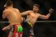 February 4, 2012; Las Vegas, NV, USA; UFC fighter Carlos Condit (right) fights against Nick Diaz (left) during UFC 143 at the Mandalay Bay Events Center. Carlos Codit defeated Nick Diaz. Mandatory Credit: Kelvin Kuo-US PRESSWIRE