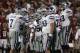 NORMAN, OK - SEPTEMBER 22: Quarterback Collin Klein #7 of the Kansas State Wildcats talks to his offense before the last play against the Oklahoma Sooners on September 22, 2012 at Gaylord Family-Oklahoma Memorial Stadium in Norman, Oklahoma. Kansas State beat Oklahoma 24-19. (Photo by Brett Deering/Getty Images)
