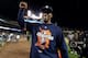DETROIT, MI - OCTOBER 18: Austin Jackson #14 of the Detroit Tigers celebrates on the field after the Tigers own 8-1 against the New York Yankees during game four of the American League Championship Series at Comerica Park on October 18, 2012 in Detroit, Michigan. (Photo by Leon Halip/Getty Images)
