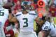 SAN FRANCISCO, CA - OCTOBER 18: Russell Wilson #3 of the Seattle Seahawks drops back to pass against the San Francisco 49ers during the first quarter of an NFL football game at Candlestick Park on October 18, 2012 in San Francisco, California. (Photo by Thearon W. Henderson/Getty Images)