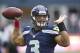 SEATTLE, WA - OCTOBER 14: Russell Wilson #3 of the Seattle Seahawks warms up before a bame against the New England Patriots at CenturyLink Field on October 14, 2012 in Seattle, Washington. The Seahawks beat the Patriots 24-23. (Photo by Stephen Brashear/Getty Images)