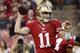 SAN FRANCISCO, CA - OCTOBER 18: Alex Smith #11 of the San Francisco 49ers drops back to pass against the Seattle Seahawks during the second quarter of an NFL football game at Candlestick Park on October 18, 2012 in San Francisco, California. (Photo by Thearon W. Henderson/Getty Images)