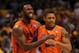 PHOENIX, AZ - MARCH 22: Patric Young #4 and Bradley Beal #23 of the Florida Gators celebrate the 68-58 victory against the Marquette Golden Eagles during the 2012 NCAA Men's Basketball West Regional Semifinal game at US Airways Center on March 22, 2012 in Phoenix, Arizona. (Photo by Jamie Squire/Getty Images)