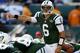 EAST RUTHERFORD, NJ - OCTOBER 14: Mark Sanchez #6 of the New York Jets gestures against the Indianapolis Colts at MetLife Stadium on October 14, 2012 in East Rutherford, New Jersey. (Photo by Nick Laham/Getty Images)