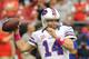 GLENDALE, AZ - OCTOBER 14: Ryan Fitzpatrick #14 of the Buffalo Bills throws a few warmup passed during pregame against the Arizona Cardinals at University of Phoenix Stadium on October 14, 2012 in Glendale, Arizona. (Photo by Norm Hall/Getty Images)