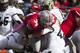 October 20, 2012; Columbus, OH, USA; Ohio State Buckeyes running back Carlos Hyde (34) scores in spite of pressure from Purdue Boilermakers safety Landon Feichter (44) and defensive back Taylor Richards (4)at Ohio Stadium. Mandatory Credit: Greg Bartram-US PRESSWIRE