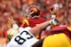 LOS ANGELES, CA - OCTOBER 20: Quarterback Matt Barkely #7 of the USC Trojans throws a pass against the Colorado Buffaloes at the Los Angeles Memorial Coliseum on October 20,2012 in Los Angeles, California. USC won 50-6. (Photo by Stephen Dunn/Getty Images)