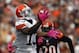 CLEVELAND, OH - OCTOBER 14: Wide receiver Josh Gordon #13 of the Cleveland Browns catches a touchdown pass in front of safety Reggie Nelson of the Cincinnati Bengals at Cleveland Browns Stadium on October 14, 2012 in Cleveland, Ohio. (Photo by Matt Sullivan/Getty Images)