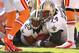 TAMPA, FL - OCTOBER 21: Pierre Thomas #23 and Jermon Bushrod #74 of the New Orleans Saints score a touchdown during a game against the Tampa Bay Buccaneers at Raymond James Stadium on October 21, 2012 in Tampa, Florida. (Photo by Mike Ehrmann/Getty Images)