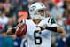 FOXBORO, MA - OCTOBER 21: Mark Sanchez #6 of the New York Jets throws a pass against the New England Patriots during the game on October 21, 2012 at Gillette Stadium in Foxboro, Massachusetts. (Photo by Jared Wickerham/Getty Images)