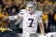 MORGANTOWN, WV - OCTOBER 20: Collin Klein #7 of the Kansas State Wildcats directs the offense against the West Virginia Mountaineers during the game on October 20, 2012 at Mountaineer Field in Morgantown, West Virginia. (Photo by Justin K. Aller/Getty Images)