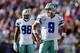 BALTIMORE, MD - OCTOBER 14: Wide receiver Dez Bryant #88 and quarterback Tony Romo #9 of the Dallas Cowboys look on from the field during a timeout against the Baltimore Ravens at M&T Bank Stadium on October 14, 2012 in Baltimore, Maryland. (Photo by Rob Carr/Getty Images)