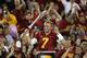LOS ANGELES, CA - OCTOBER 20: Quarterback Matt Barkley #7 of the USC Trojans holds the sword and conducts the band after the game against the Colorado Buffaloes at the Los Angeles Memorial Coliseum on October 20,2012 in Los Angeles, California. USC won 50-6. (Photo by Stephen Dunn/Getty Images)
