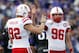 Oct 20, 2012; Evanston, IL, USA; Nebraska Cornhuskers kicker Brett Maher (96) is congratulated by defensive tackle Kevin Williams (92) after kicking a field goal against the Northwestern Wildcats during the first quarter at Ryan Field. Mandatory Credit: Jerry Lai-US PRESSWIRE